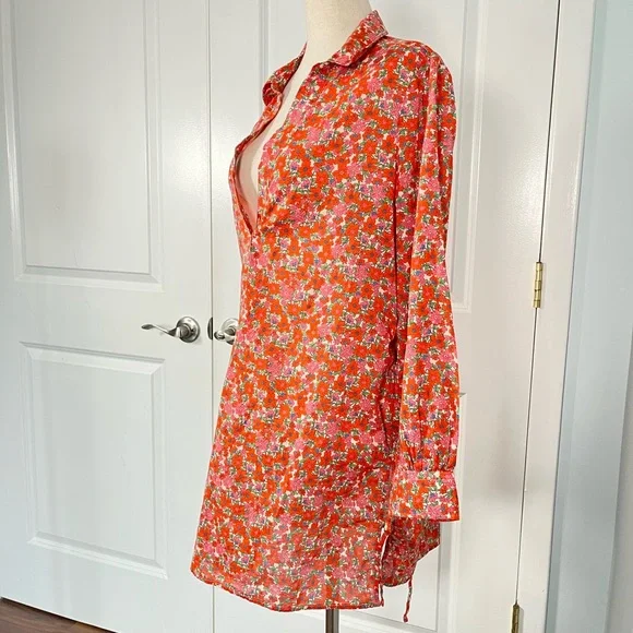 J.Crew Cotton voile tunic cover-up with side ties in brilliant blooms si… - Picture 8 of 14